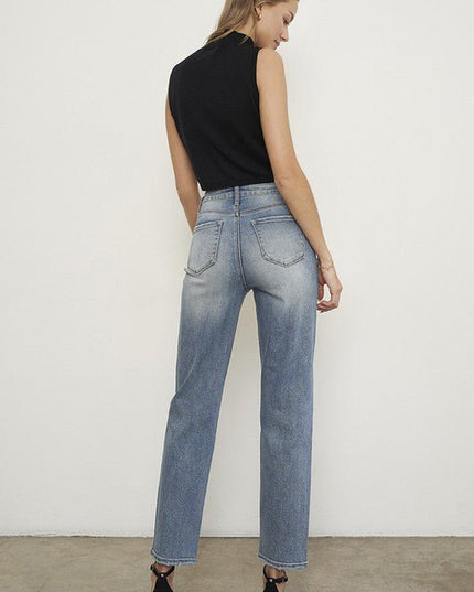 INSANE GENE HIGH RISE CROSS OVER GIRLFRIEND JEANS - Sleekdenim.com