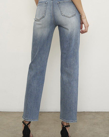 INSANE GENE HIGH RISE CROSS OVER GIRLFRIEND JEANS - Sleekdenim.com
