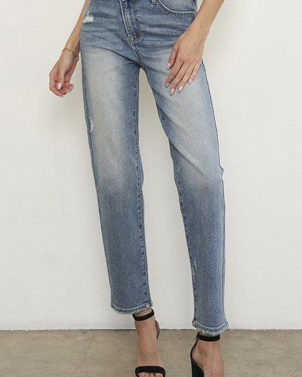 INSANE GENE HIGH RISE CROSS OVER GIRLFRIEND JEANS - Sleekdenim.com