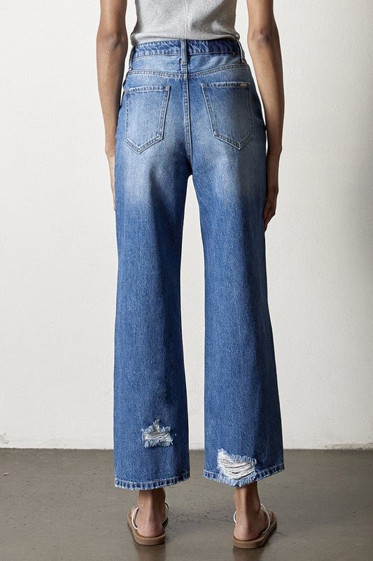 INSANE GENE HIGH RISE DESTROYED STRAIGHT LEG JEANS - Sleekdenim.com