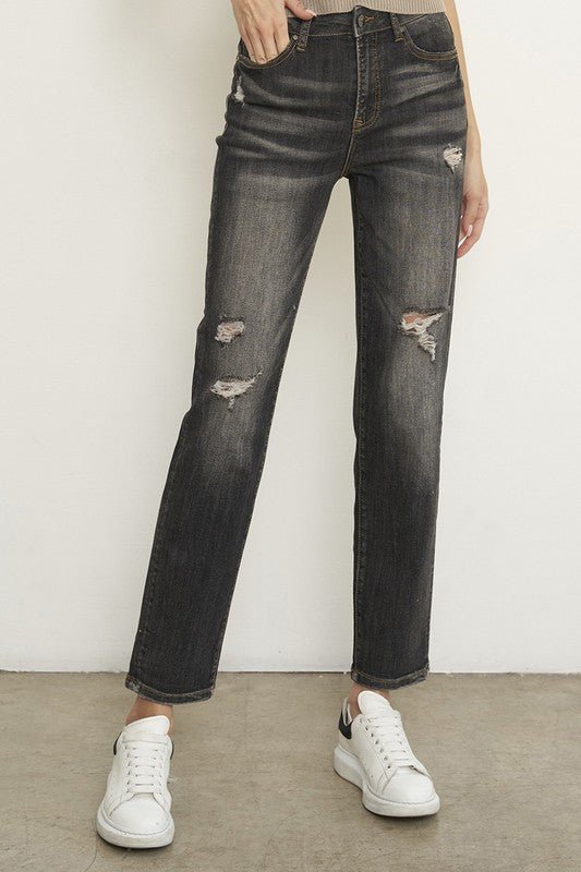 INSANE GENE HIGH RISE GIRLFRIEND JEANS - Sleekdenim.com