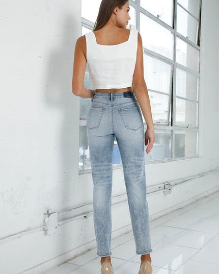 INSANE GENE HIGH RISE GIRLFRINED JEANS LIGHT WASH - Sleekdenim.com