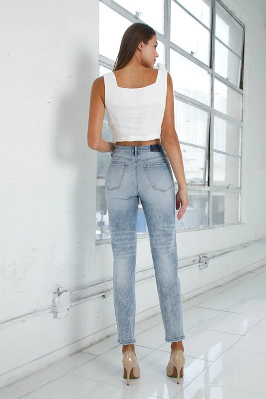INSANE GENE HIGH RISE GIRLFRINED JEANS LIGHT WASH - Sleekdenim.com