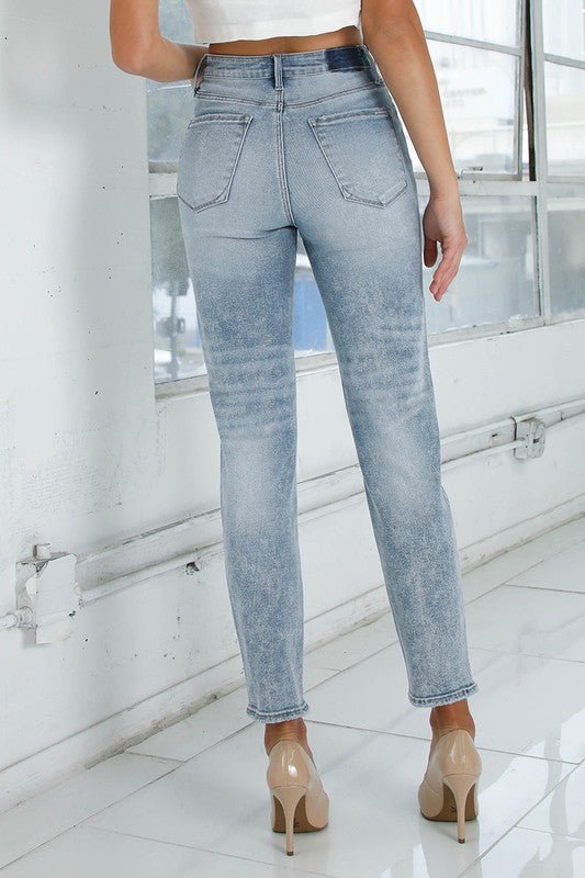 INSANE GENE HIGH RISE GIRLFRINED JEANS LIGHT WASH - Sleekdenim.com