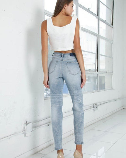INSANE GENE HIGH RISE GIRLFRINED JEANS LIGHT WASH - Sleekdenim.com