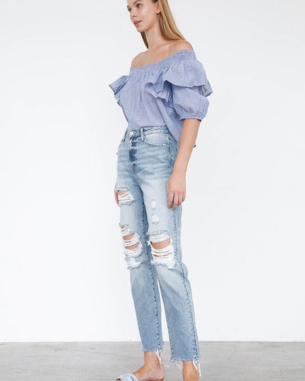 INSANE GENE HIGH RISE MOM JEANS - Sleekdenim.com