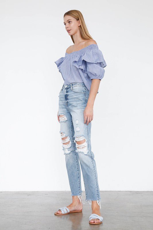 INSANE GENE HIGH RISE MOM JEANS - Sleekdenim.com
