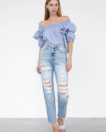 INSANE GENE HIGH RISE MOM JEANS - Sleekdenim.com