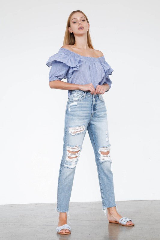 INSANE GENE HIGH RISE MOM JEANS - Sleekdenim.com