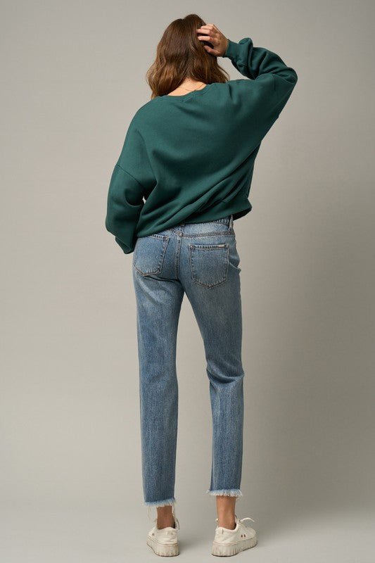 INSANE GENE HIGH RISE PREMIUM HEAVY DISTRESSED STRAIGHT JEANS - Sleekdenim.com