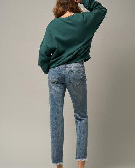 INSANE GENE HIGH RISE PREMIUM HEAVY DISTRESSED STRAIGHT JEANS - Sleekdenim.com
