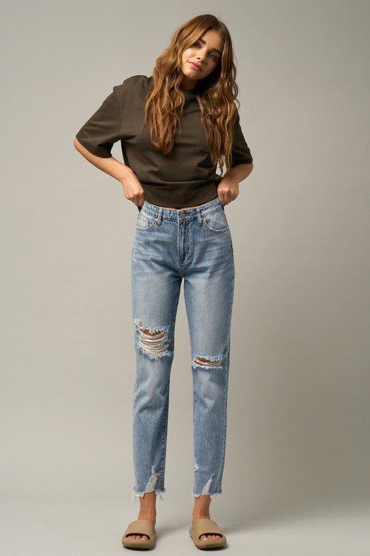INSANE GENE HIGH RISE PREMIUM STRAIGHT JEANS - Sleekdenim.com