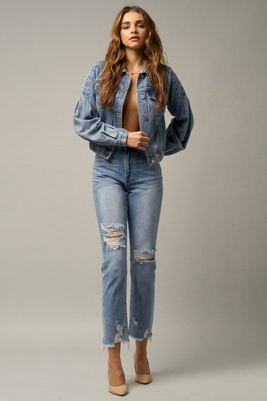 INSANE GENE HIGH RISE PREMIUM STRAIGHT JEANS - Sleekdenim.com