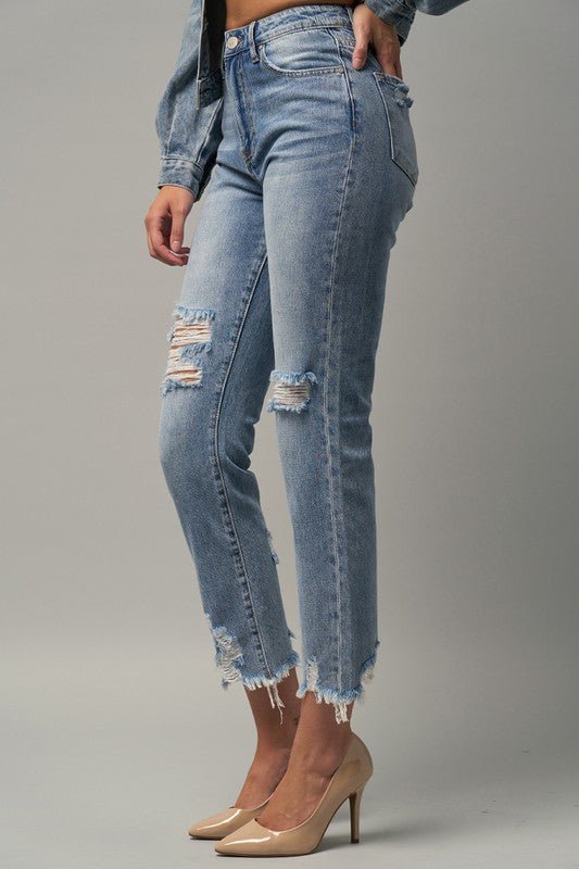 INSANE GENE HIGH RISE PREMIUM STRAIGHT JEANS - Sleekdenim.com