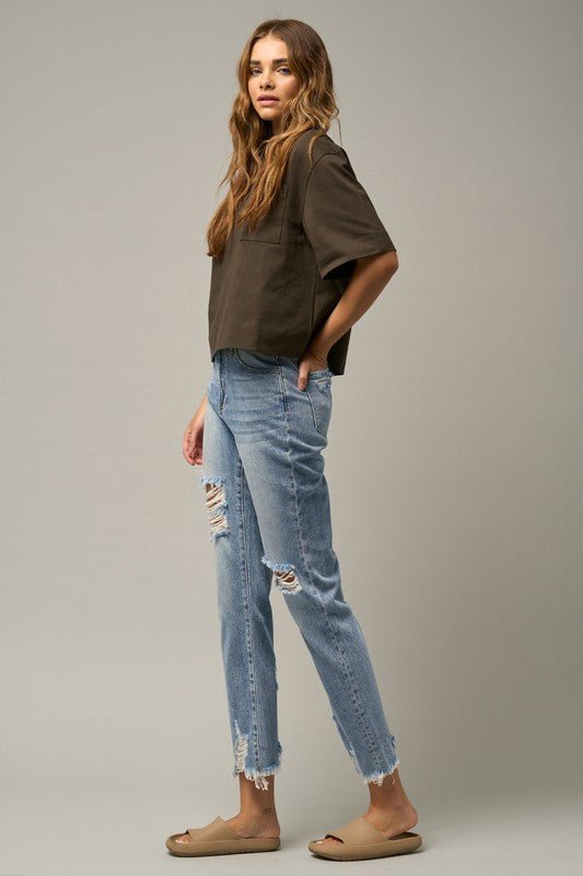 INSANE GENE HIGH RISE PREMIUM STRAIGHT JEANS - Sleekdenim.com