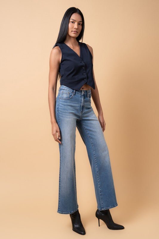 INSANE GENE HIGH RISE RELAXED WIDE LEG JEANS - Sleekdenim.com