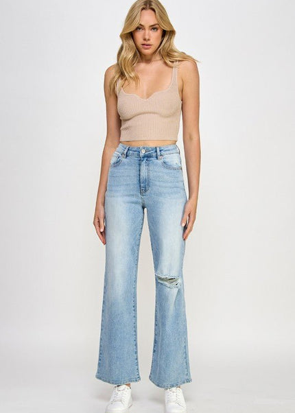 INSANE GENE HIGH RISE RELAXED WIDE LEG JEANS - Sleekdenim.com