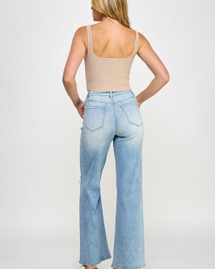 INSANE GENE HIGH RISE RELAXED WIDE LEG JEANS - Sleekdenim.com