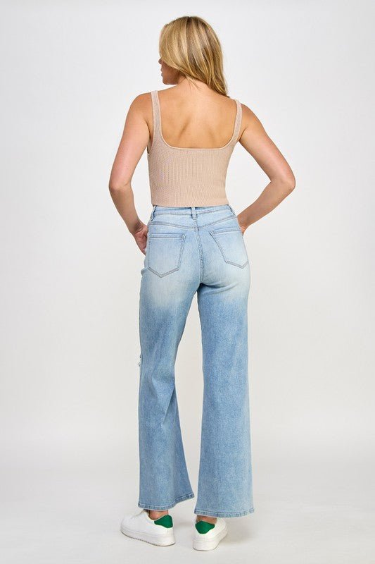 INSANE GENE HIGH RISE RELAXED WIDE LEG JEANS - Sleekdenim.com