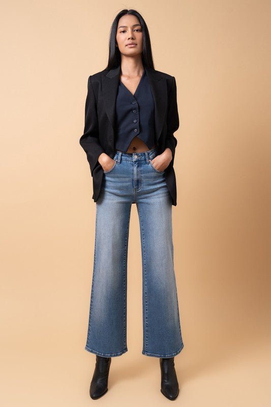 INSANE GENE HIGH RISE RELAXED WIDE LEG JEANS - Sleekdenim.com