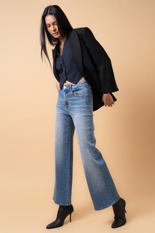INSANE GENE HIGH RISE RELAXED WIDE LEG JEANS - Sleekdenim.com