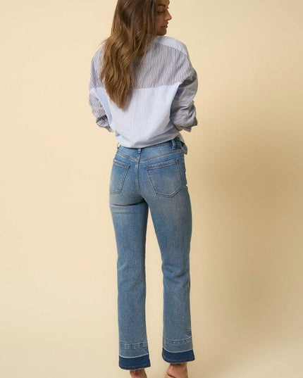 INSANE GENE HIGH RISE RELEASED HEM STRAIGHT LEG JEANS - Sleekdenim.com