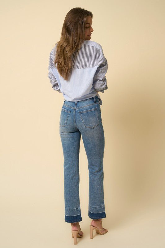 INSANE GENE HIGH RISE RELEASED HEM STRAIGHT LEG JEANS - Sleekdenim.com
