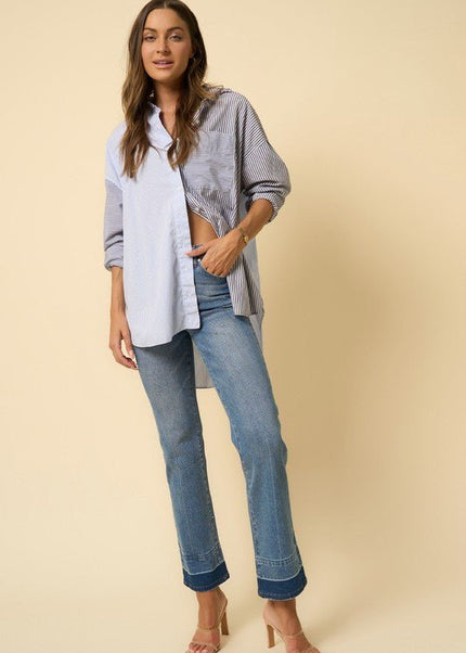 INSANE GENE HIGH RISE RELEASED HEM STRAIGHT LEG JEANS - Sleekdenim.com
