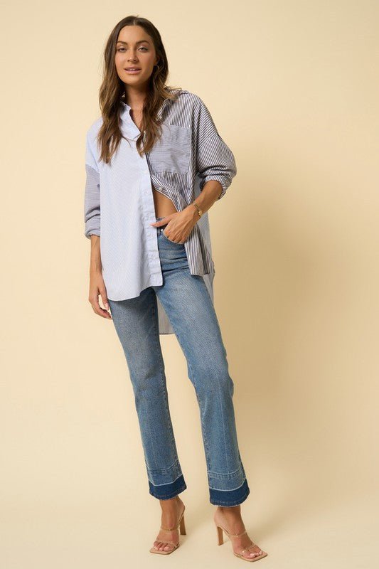 INSANE GENE HIGH RISE RELEASED HEM STRAIGHT LEG JEANS - Sleekdenim.com