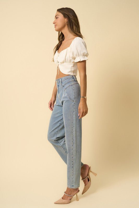 INSANE GENE HIGH RISE SEAMED TAPERED JEANS - Sleekdenim.com