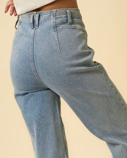 INSANE GENE HIGH RISE SEAMED TAPERED JEANS - Sleekdenim.com