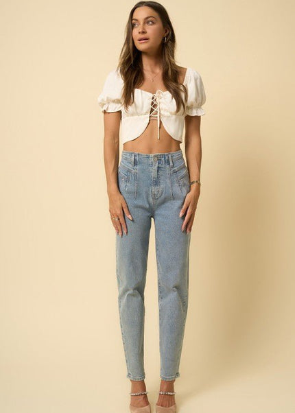 INSANE GENE HIGH RISE SEAMED TAPERED JEANS - Sleekdenim.com