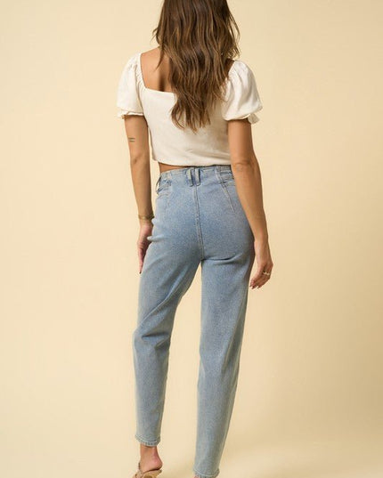 INSANE GENE HIGH RISE SEAMED TAPERED JEANS - Sleekdenim.com