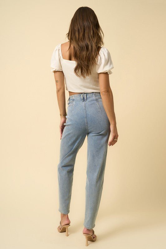 INSANE GENE HIGH RISE SEAMED TAPERED JEANS - Sleekdenim.com