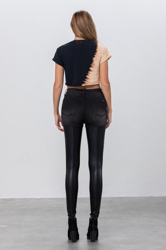 INSANE GENE HIGH RISE SKINNY LEATHER DENIM PANTS - Sleekdenim.com