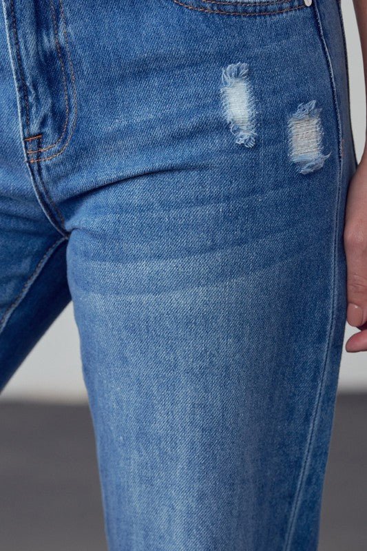 INSANE GENE HIGH RISE STRAIGHT LEG ANKLE LENGTH JEANS - Sleekdenim.com