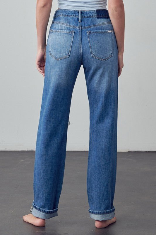 INSANE GENE HIGH RISE STRAIGHT LEG ANKLE LENGTH JEANS - Sleekdenim.com