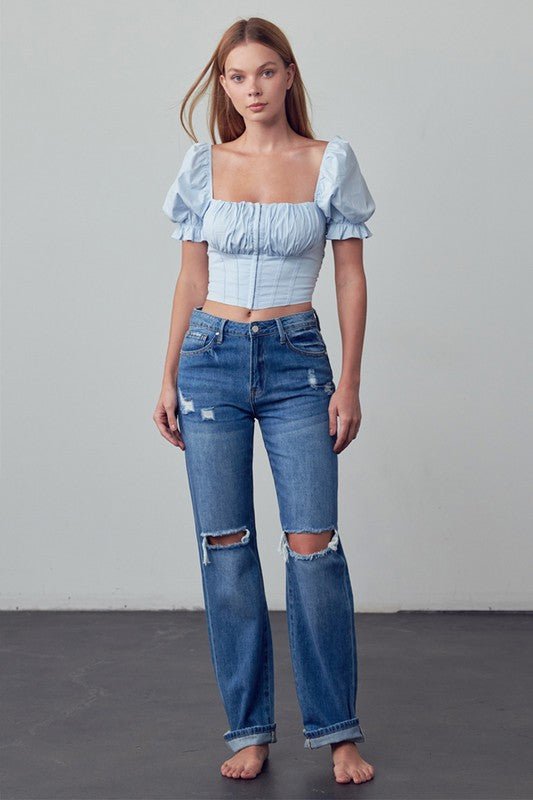 INSANE GENE HIGH RISE STRAIGHT LEG ANKLE LENGTH JEANS - Sleekdenim.com