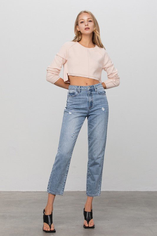 INSANE GENE HIGH RISE STRAIGHT LEG JEANS - Sleekdenim.com