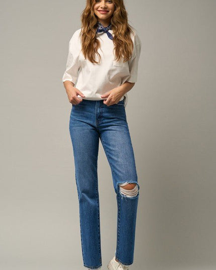 INSANE GENE HIGH RISE STRAIGHT LEG JEANS - Sleekdenim.com