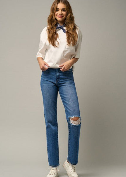 INSANE GENE HIGH RISE STRAIGHT LEG JEANS - Sleekdenim.com