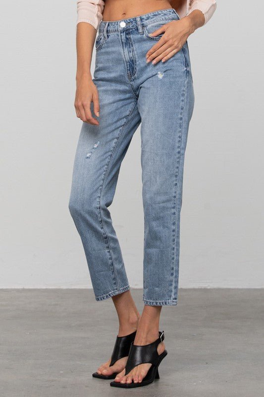 INSANE GENE HIGH RISE STRAIGHT LEG JEANS - Sleekdenim.com