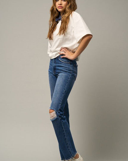 INSANE GENE HIGH RISE STRAIGHT LEG JEANS - Sleekdenim.com