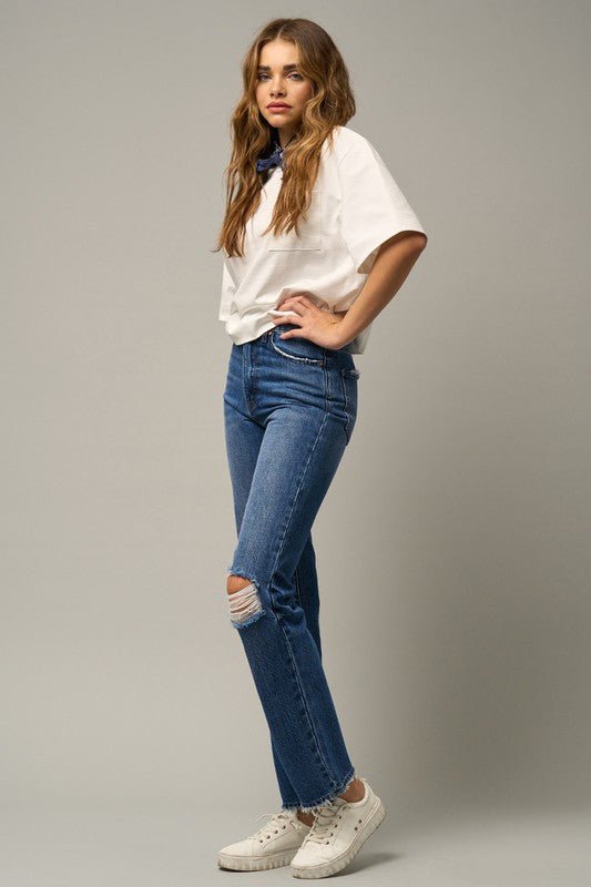 INSANE GENE HIGH RISE STRAIGHT LEG JEANS - Sleekdenim.com