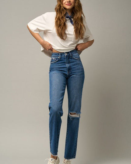 INSANE GENE HIGH RISE STRAIGHT LEG JEANS - Sleekdenim.com