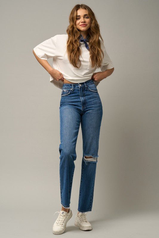 INSANE GENE HIGH RISE STRAIGHT LEG JEANS - Sleekdenim.com