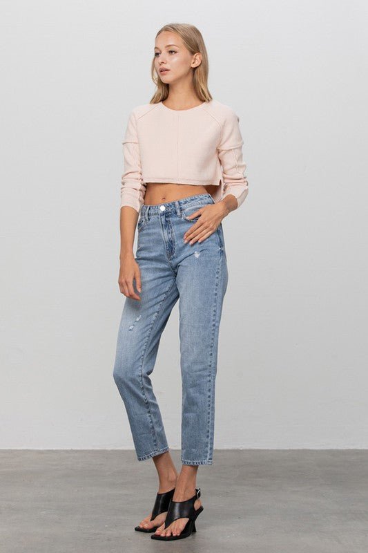INSANE GENE HIGH RISE STRAIGHT LEG JEANS - Sleekdenim.com