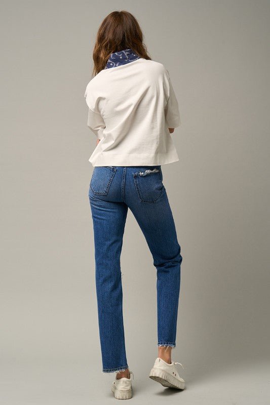 INSANE GENE HIGH RISE STRAIGHT LEG JEANS - Sleekdenim.com