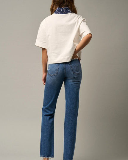 INSANE GENE HIGH RISE STRAIGHT LEG JEANS - Sleekdenim.com