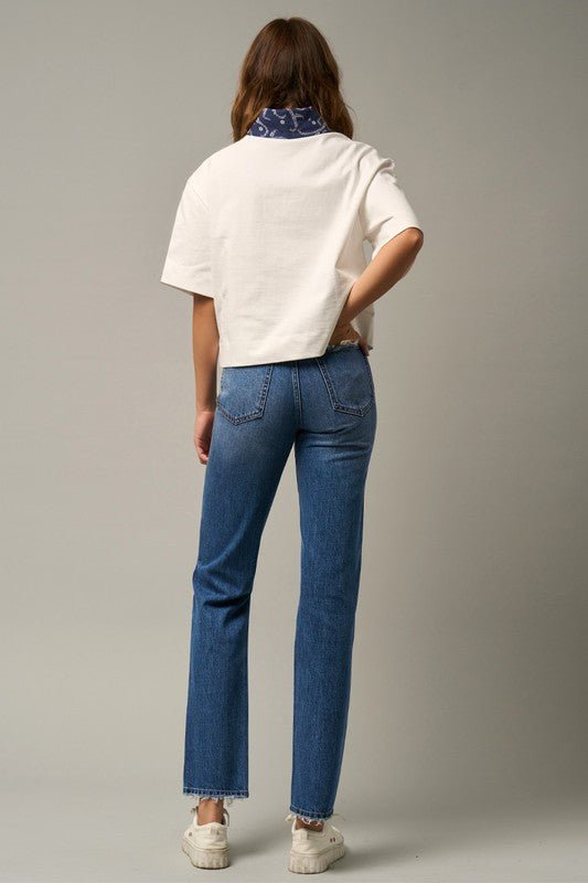 INSANE GENE HIGH RISE STRAIGHT LEG JEANS - Sleekdenim.com